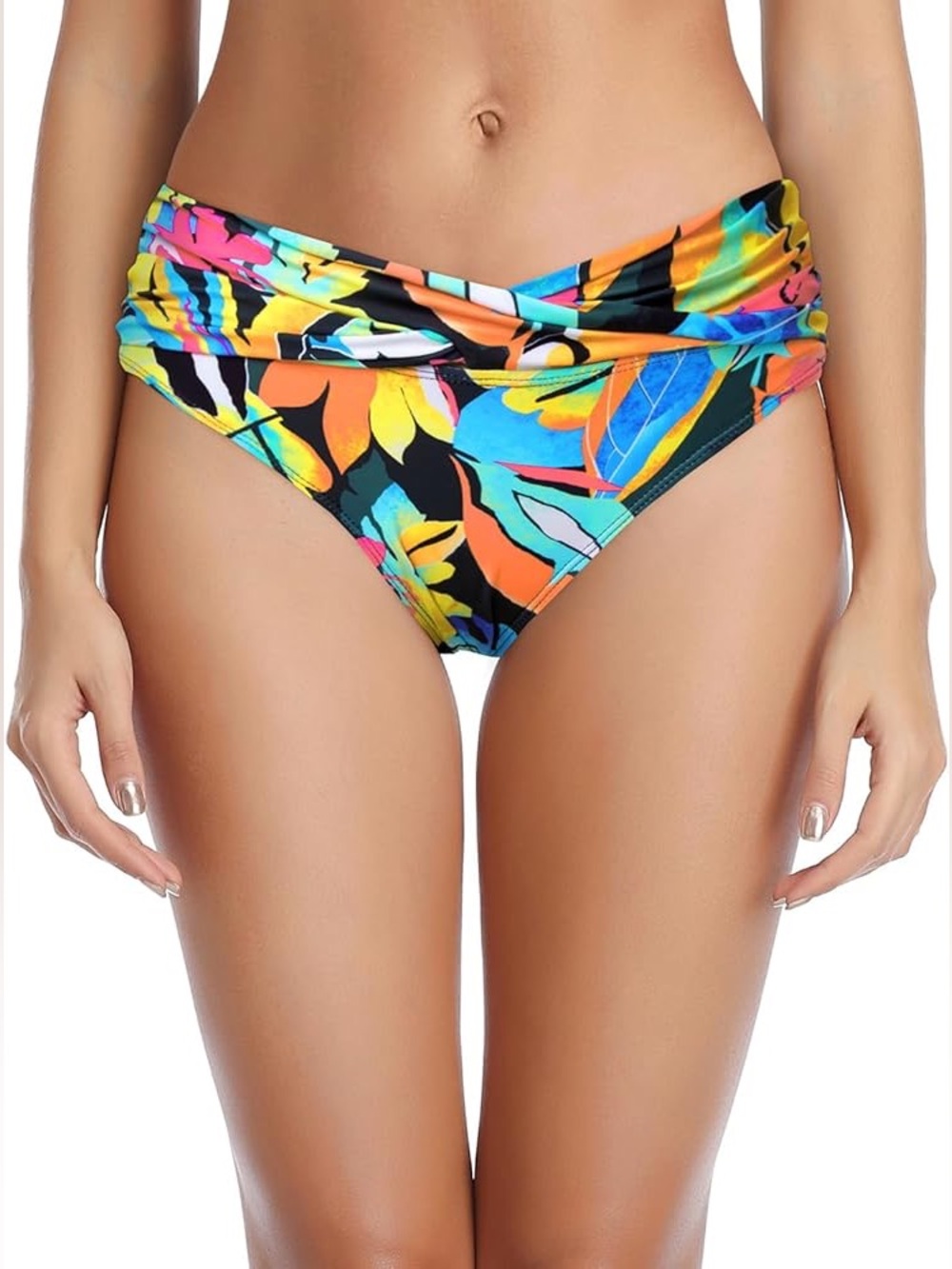 Tempt Me Sz-M Women Twist Bikini. Bottom Moderate High Cut Bathing Suit Bottoms